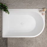 Arco Plus 1400mm left corner bathtub in gloss white, top view