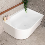 Arco Plus 1400mm right corner bathtub in gloss white, angled top down view