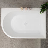 Arco Plus 1400mm right corner bathtub in gloss white, top view