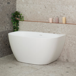 Byron Egg 1200mm Back to Wall Freestanding Bath, Matte White