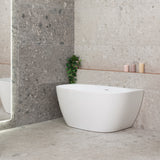 Byron Egg 1300mm Back to Wall Freestanding Bath, Gloss White