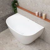 Byron Egg 1300mm Back to Wall Freestanding Bath, Gloss White