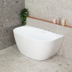 Byron Egg 1300mm Back to Wall Freestanding Bath, Gloss White