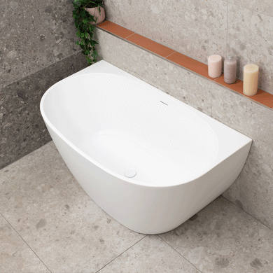 Byron Egg 1300mm Back to Wall Freestanding Bath, Matte White