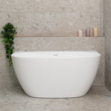 Byron Egg 1300mm Back to Wall Freestanding Bath, Matte White