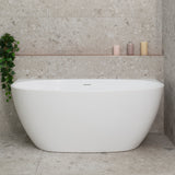 Byron Egg 1400mm Back to Wall Freestanding Bath, Gloss White