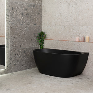 Byron Egg 1400mm Back to Wall Freestanding Bath, Matte Black