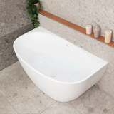 Byron Egg 1400mm Back to Wall Freestanding Bath, Matte White