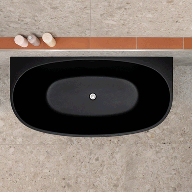 Byron Egg 1500mm Back to Wall Freestanding Bath, Matte Black