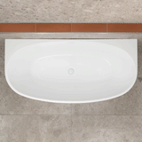 Byron Egg 1600mm Back to Wall Freestanding Bath, Gloss White
