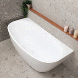 Byron Egg 1600mm Back to Wall Freestanding Bath, Gloss White