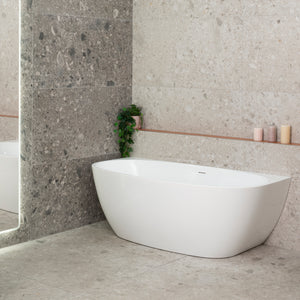 Byron Egg 1600mm Back to Wall Freestanding Bath, Gloss White
