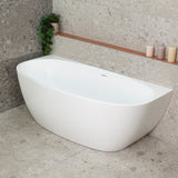Byron Egg 1600mm Back to Wall Freestanding Bath, Gloss White