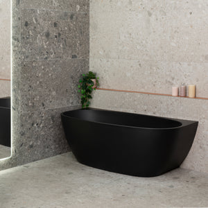 Byron Egg 1600mm Back to Wall Freestanding Bath, Matte Black