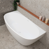 Byron Egg 1600mm Back to Wall Freestanding Bath, Matte White