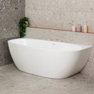 Byron Egg 1700mm Back to Wall Freestanding Bath, Gloss White