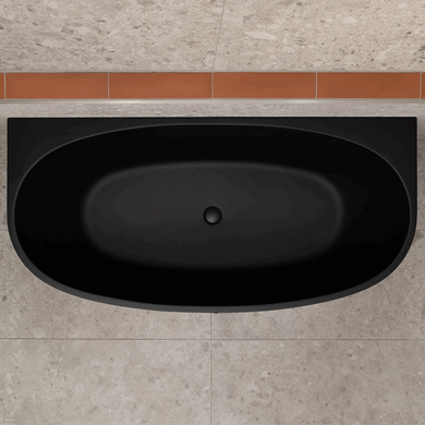 Byron Egg 1700mm Back to Wall Freestanding Bath, Matte Black
