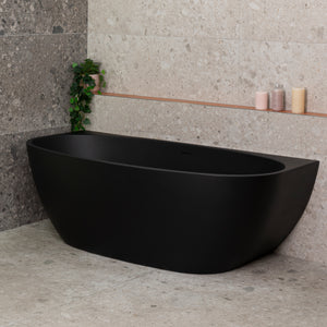 Byron Egg 1700mm Back to Wall Freestanding Bath, Matte Black