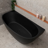 Byron Egg 1700mm Back to Wall Freestanding Bath, Matte Black