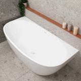 Byron Egg 1700mm Back to Wall Freestanding Bath, Matte White
