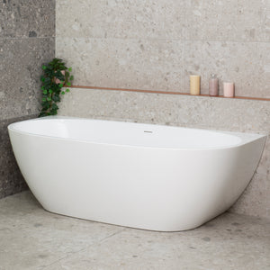 Byron Egg 1800mm Back to Wall Freestanding Bath, Gloss White