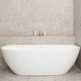 Byron Egg 1800mm Back to Wall Freestanding Bath, Gloss White