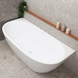 Byron Egg 1800mm Back to Wall Freestanding Bath, Gloss White