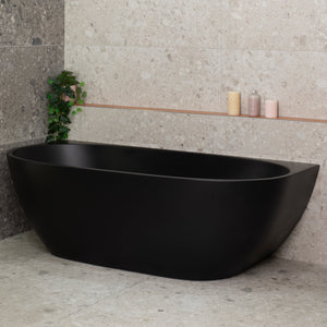 Byron Egg 1800mm Back to Wall Freestanding Bath, Matte Black