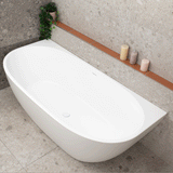 Byron Egg 1800mm Back to Wall Freestanding Bath, Matte White