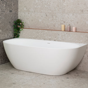 Byron Egg 1800mm Back to Wall Freestanding Bath, Matte White