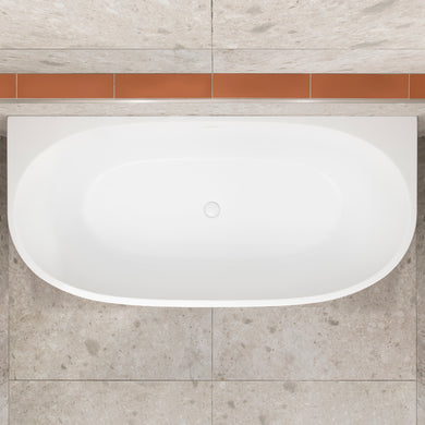 Byron Egg 1800mm Back to Wall Freestanding Bath, Matte White