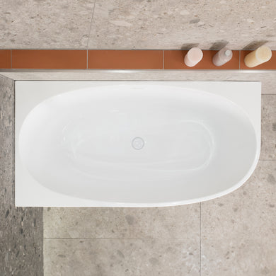 Byron Egg 1400mm Left Corner Freestanding Bath, Gloss White