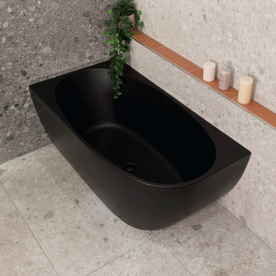 Byron Egg 1400mm Left Corner Freestanding Bath, Matte Black