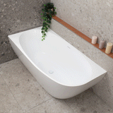 Byron Egg 1600mm Left Corner Freestanding Bath, Gloss White