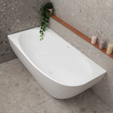 Byron Egg 1600mm Left Corner Freestanding Bath, Matte White