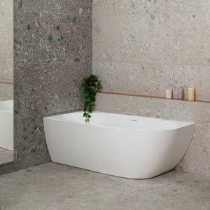 Byron Egg 1600mm Left Corner Freestanding Bath, Matte White