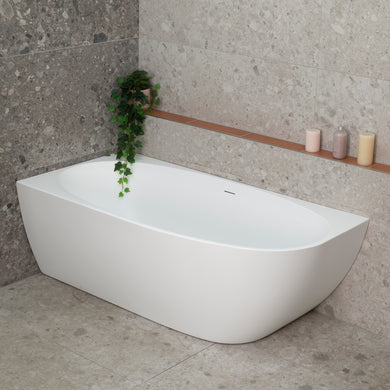 Byron Egg 1600mm Left Corner Freestanding Bath, Matte White