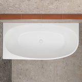 Byron Egg 1600mm Left Corner Freestanding Bath, Matte White