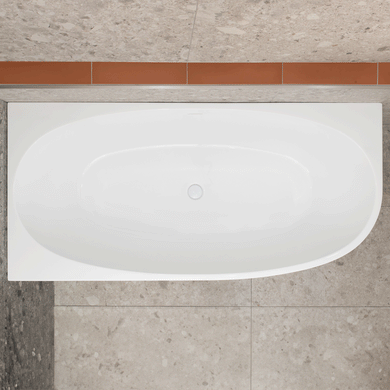 Byron Egg 1700mm Left Corner Freestanding Bath, Gloss White