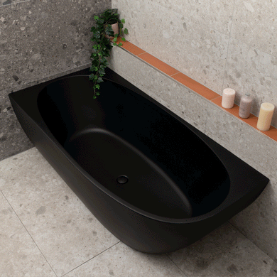 Byron Egg 1700mm Left Corner Freestanding Bath, Matte Black