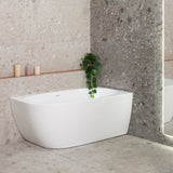 Byron Egg 1400mm Right Corner Freestanding Bath, Gloss White