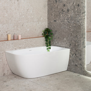 Byron Egg 1400mm Right Corner Freestanding Bath, Gloss White