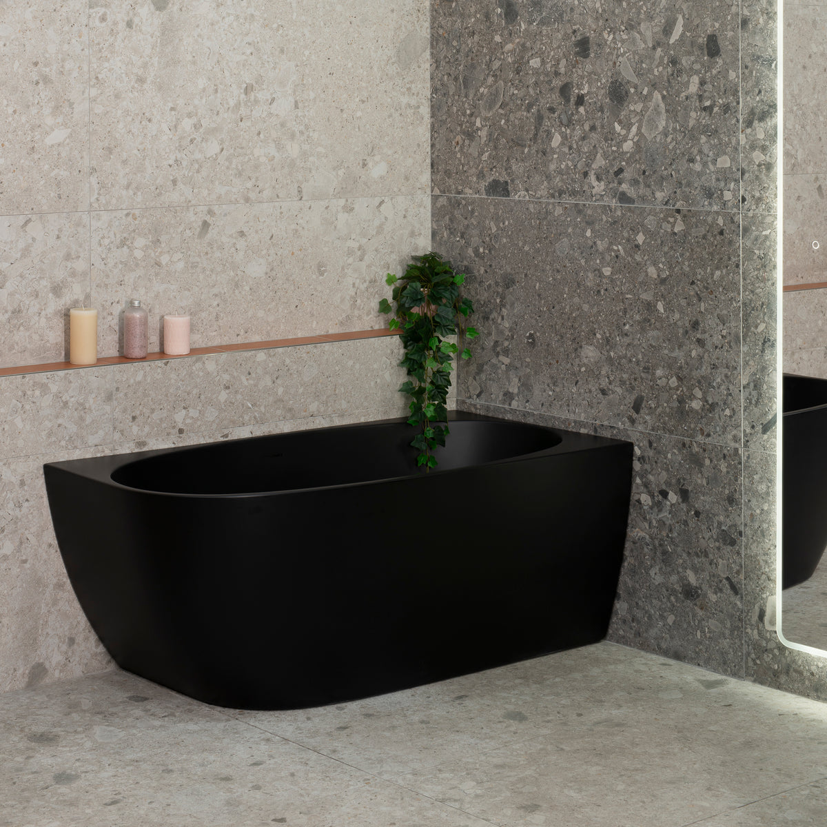 Byron Egg 1400mm Right Corner Freestanding Bath, Matte Black