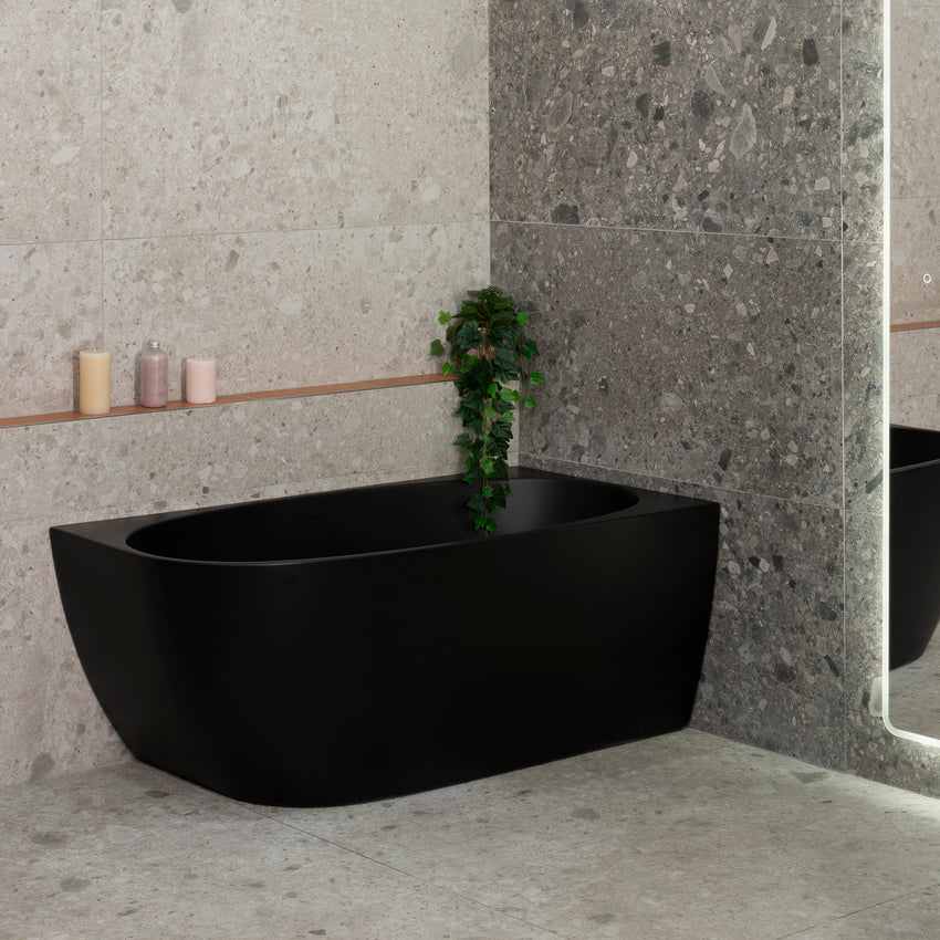 Byron Egg 1400mm Right Corner Freestanding Bath, Matte Black