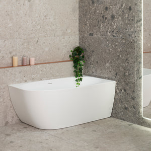 Byron Egg 1400mm Right Corner Freestanding Bath, Matte White