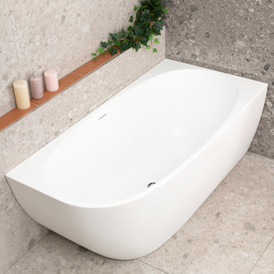 Byron Egg 1500mm Right Corner Freestanding Bath, Matte White