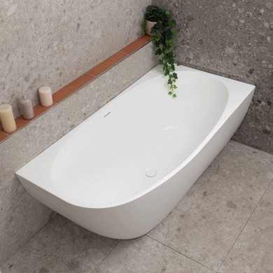 Byron Egg 1600mm Right Corner Freestanding Bath, Matte White