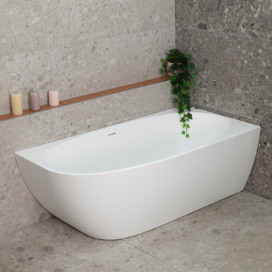 Byron Egg 1600mm Right Corner Freestanding Bath, Matte White