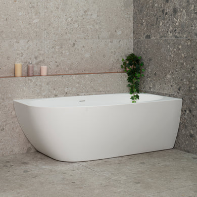 Byron Egg 1600mm Right Corner Freestanding Bath, Matte White