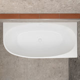 Byron Egg 1600mm Right Corner Freestanding Bath, Matte White